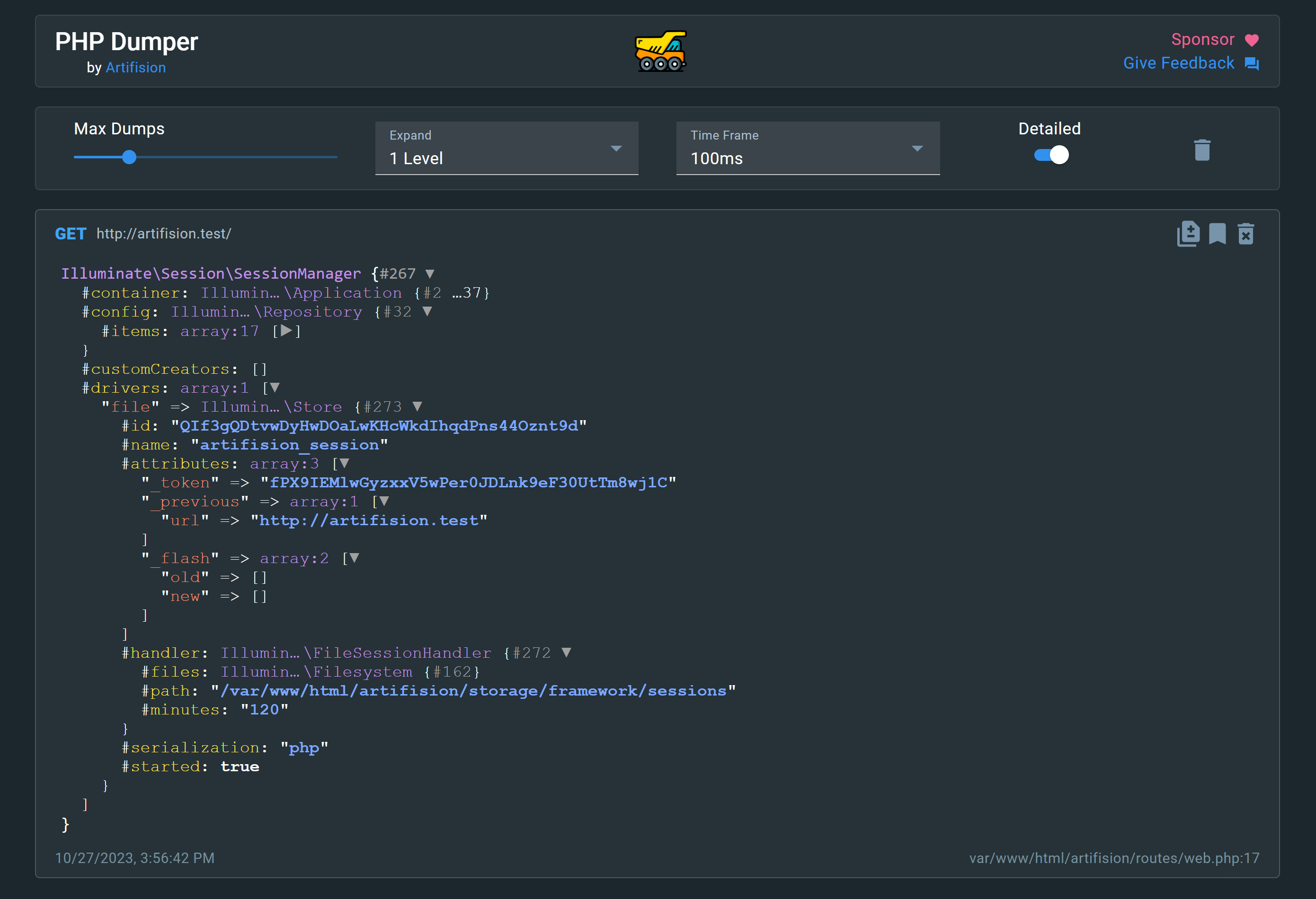 PHP Dumper Docker Extension